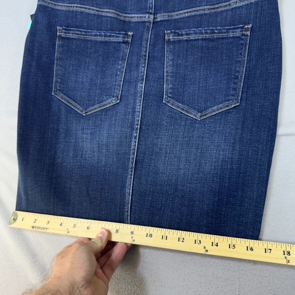 Liverpool Jeans Skirt 6 , 28 Cat Eye Pull On Dark Wash Denim raw hem NEW - Picture 14 of 16